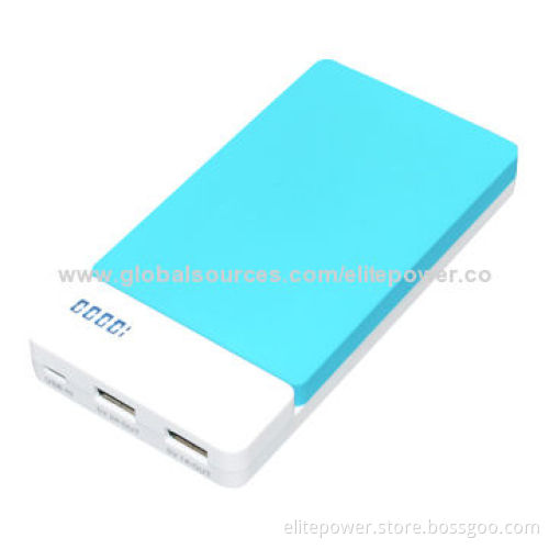 Dual USB Ports Power Bank, 10,000 to 15,000mAh High-capacity, Li-polymer Battery